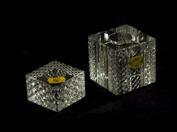 2 Stück Bleikristall Kerzenständer Würfel - um 1950 - Jlse und Possell