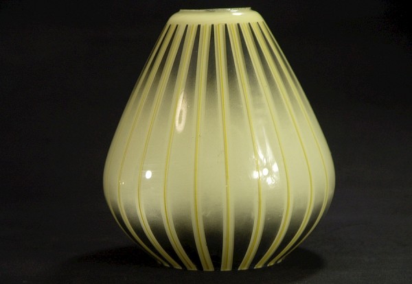 50er Jahre Glas Lampenschirm - gelb/schwarz/creme