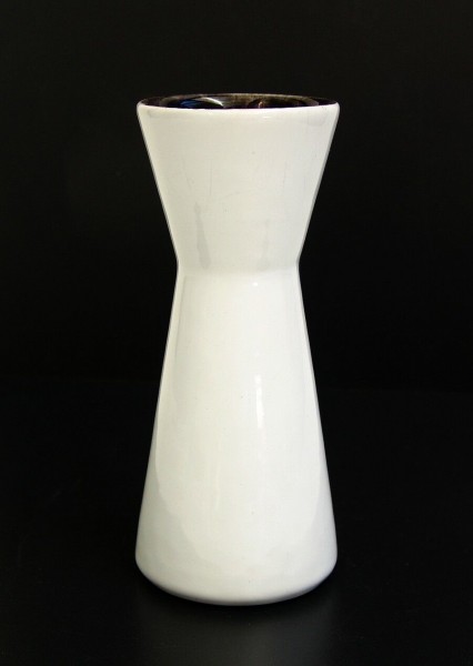 50er Jahre Keramik Vase - Keulenform - Uni weiß - 16 cm