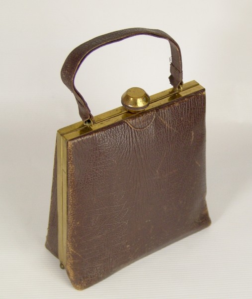 Antike Handtasche - Art Deco ~1930 - Leder/Messing