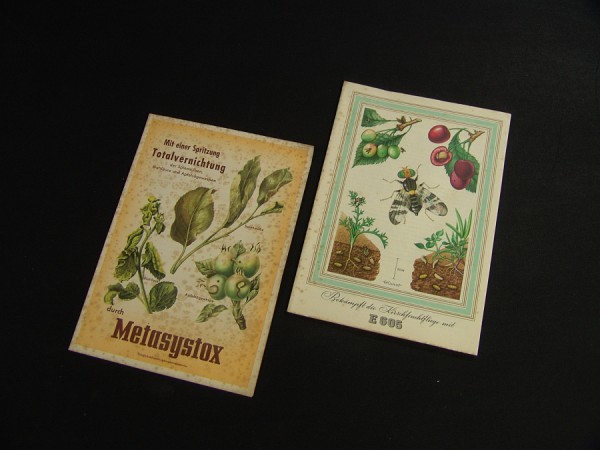 2 x Bayer Pflanzenschutz Leverkusen Werbung ~1950 - E605 + Metasystox