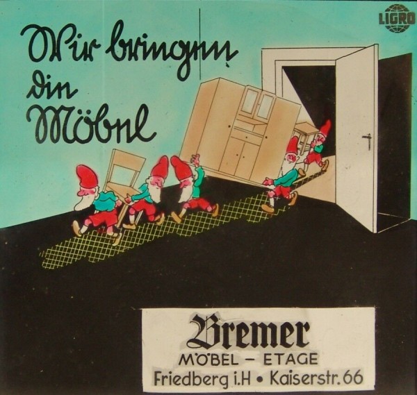 Fotoplatte - Positiv - Werbung - Möbel Etage Bremer - 40er / 50er Jahre-Copy