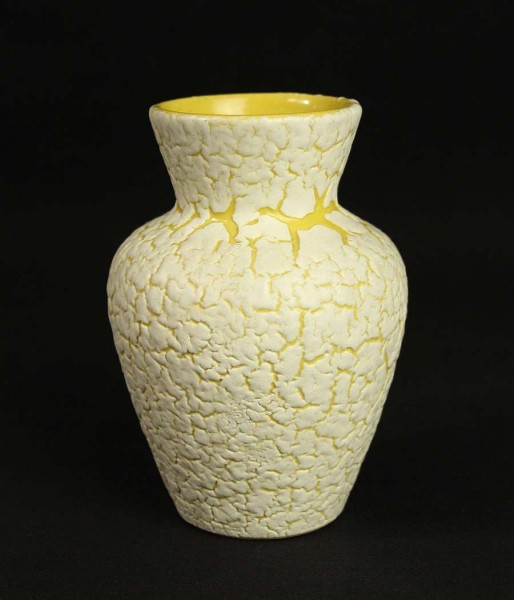 50er Jahre Jasba Keramik Vase - gelb - weisse Schrumpfglasur