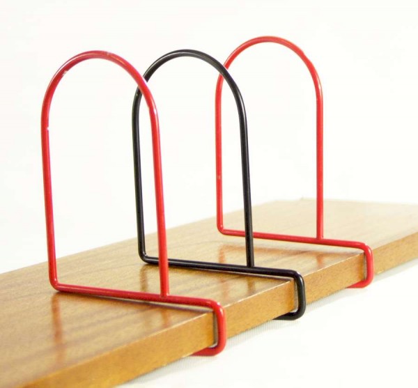 3 String Regal Buchstützen zum Aufstecken - rot / schwarz