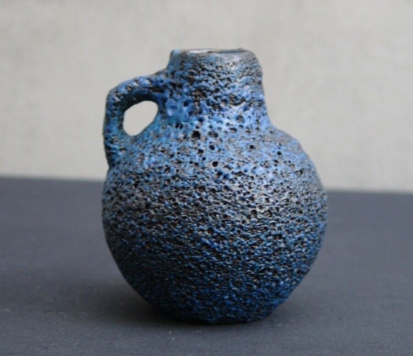 LAVA Keramik Vase um 1960 - blau / schwarz