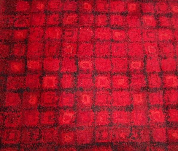 60er Jahre Teppich - Bayer Dralon - Rot/schwarz - 285 x 200 cm