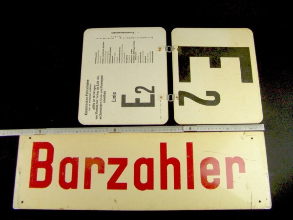 Alte Schilder - Bus - Bahn - BARZAHLER - Sichtkarten Umsteiger