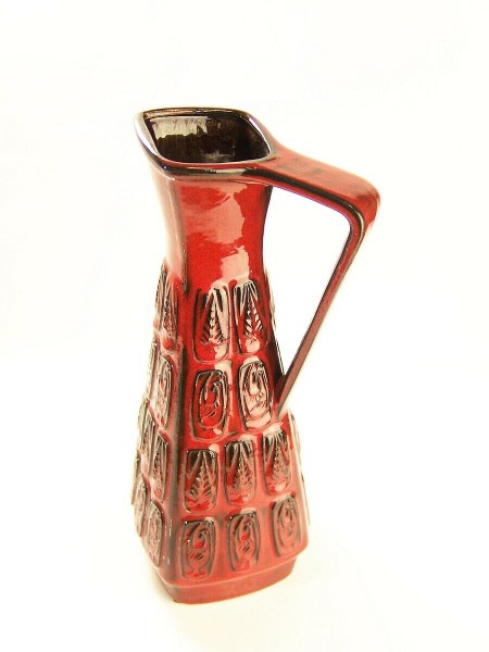 BAY Keramik Bodenvase - rot - 60er Jahre - 35 cm