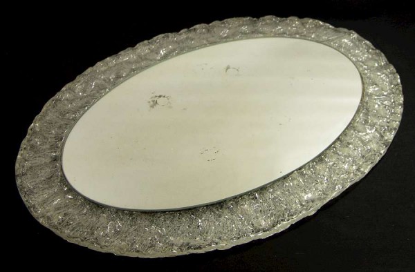 70er Jahre Acryl Wandspiegel - Eisglas Look - Oval