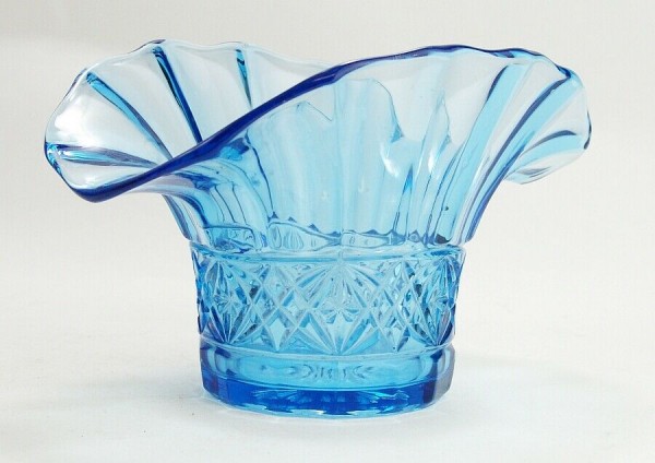 Pressglas Vase - Schale - Tafelaufsatz - blau
